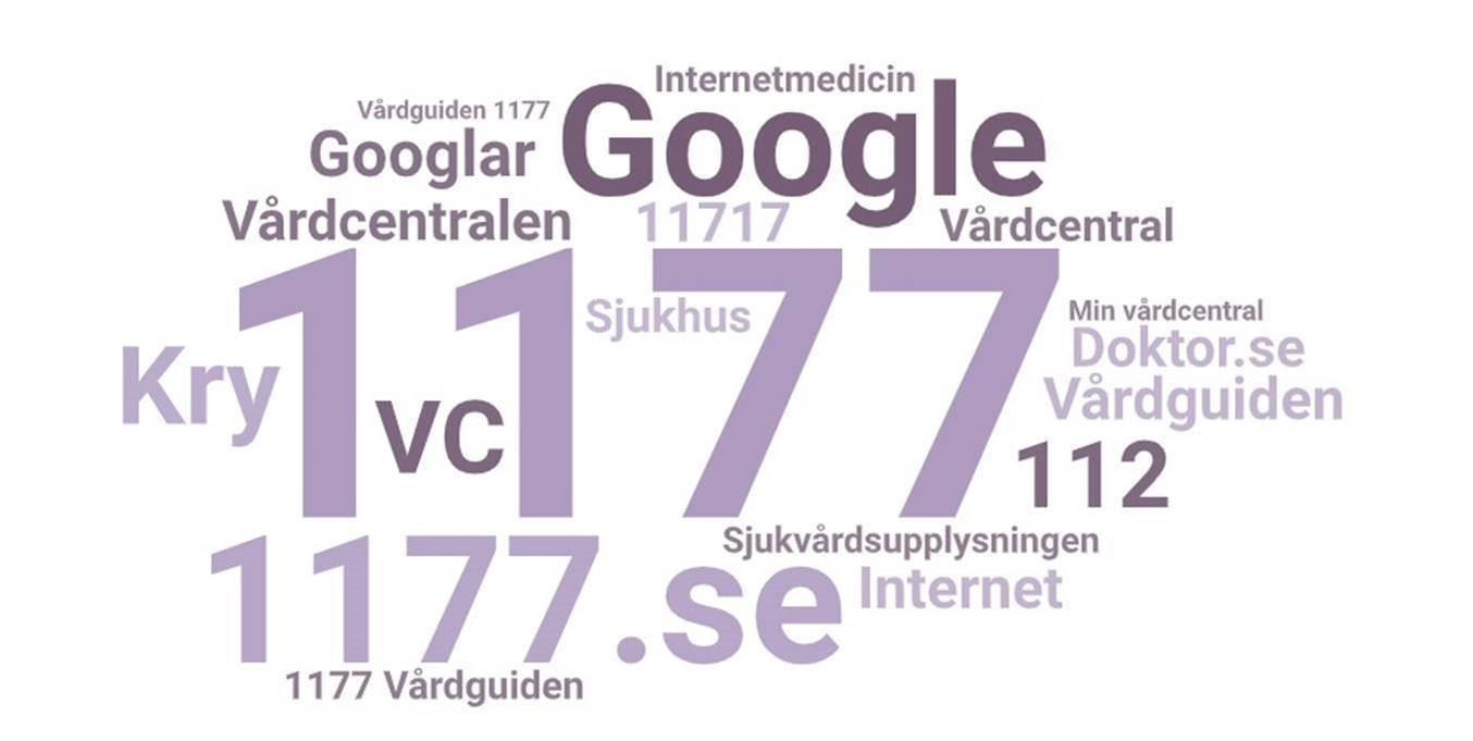 Bild som beskriver att man söker främst på 1177 om råd kring sjukdomar, jämfört med andra webbplatser
